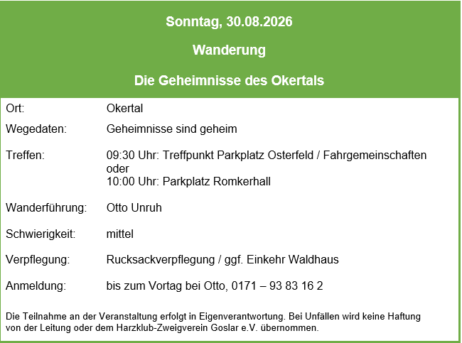 Wandern 2026 08 30