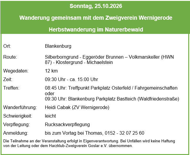 Wandern 2026 10 25